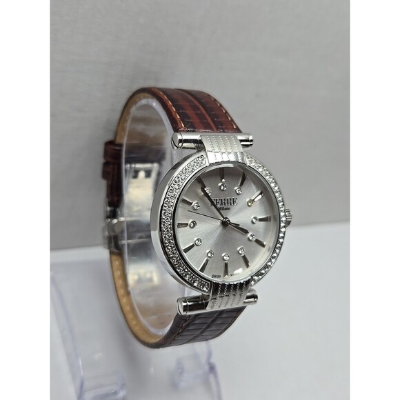 Ferre Milano 1L096 Swiss Made Womens Quartz Crystal Bezel Watch New Battery - Picture 3 of 14